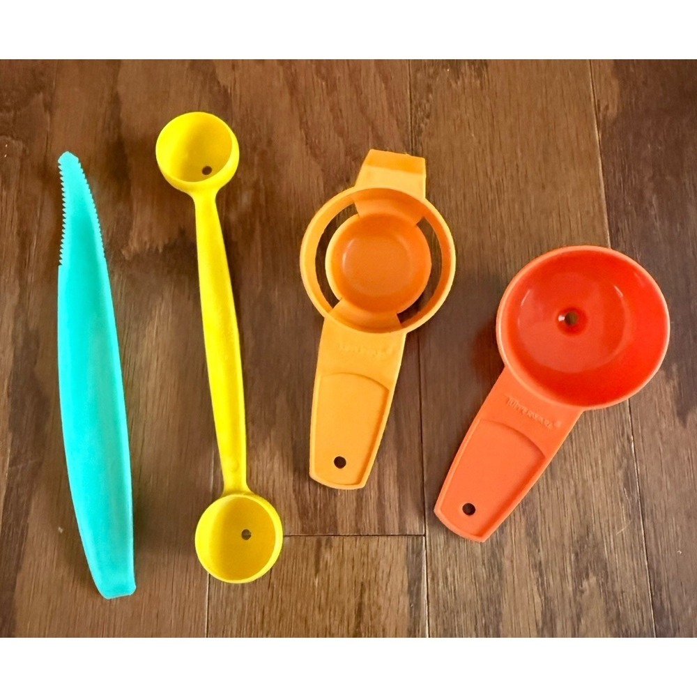 Lot of 4 VTG Tupperware Gadgets Funnel Melon Baller Lettuce Knife Egg Separator